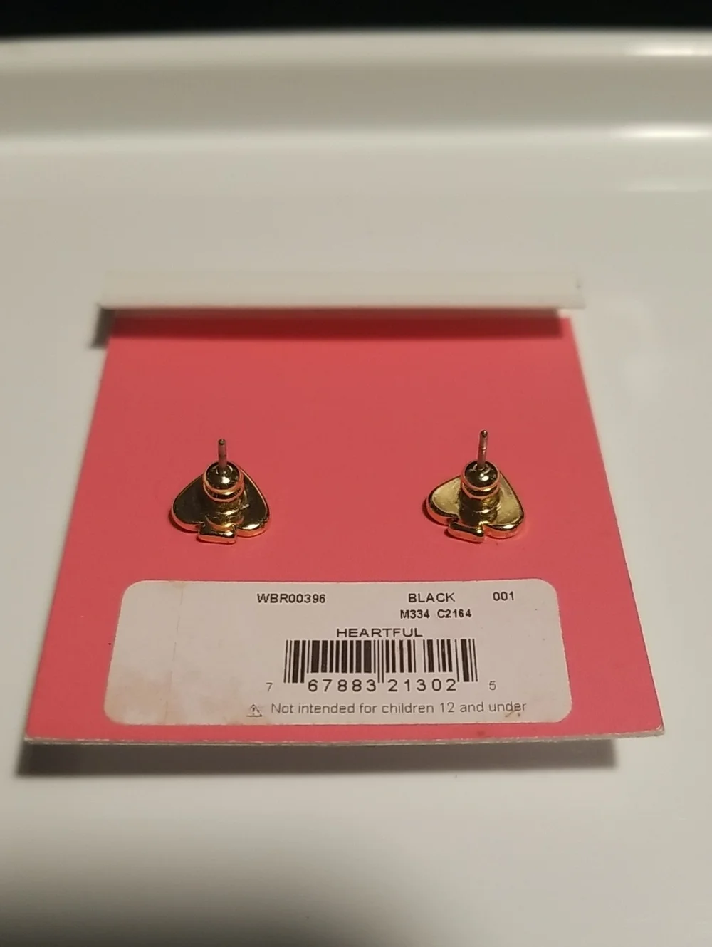 kate spade Gold-Tone Round Stud Earrings with Black Center and Heart Heartful